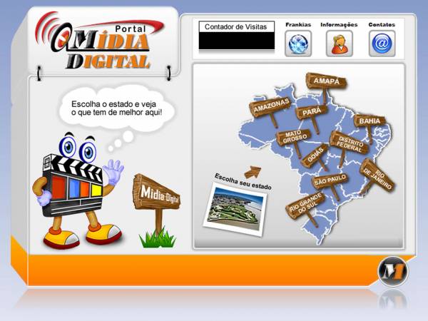 Página inicial para selecionar o estado do portal de eventos Mídia Digital